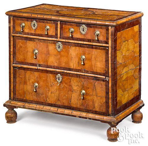 Diminutive George I oyster veneer chest of drawers