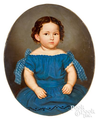 Belgian oil on canvas portrait of a child