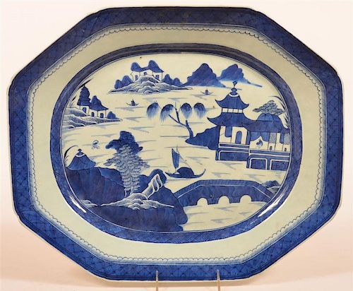 Large Canton Oriental Porcelain Platter.