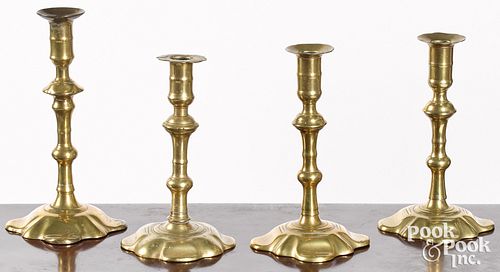 Four Queen Anne petal base candlesticks