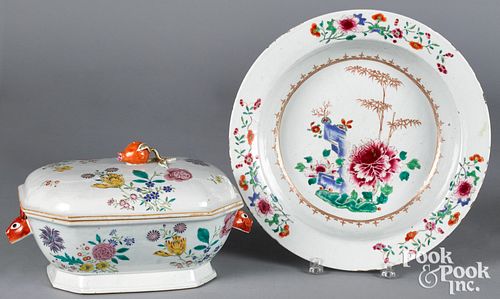 Chinese export famille rose tureen and deep dish