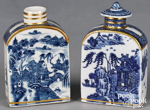 Two Chinese export Nanking porcelain tea caddies