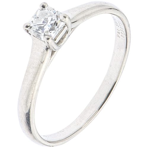 SOLITAIRE RING WITH DIAMOND IN .950 PLATINUM, TIFFANY & CO. Lucida Tiffany cut diamond  ~0.35 ct. Size: 6 ¼