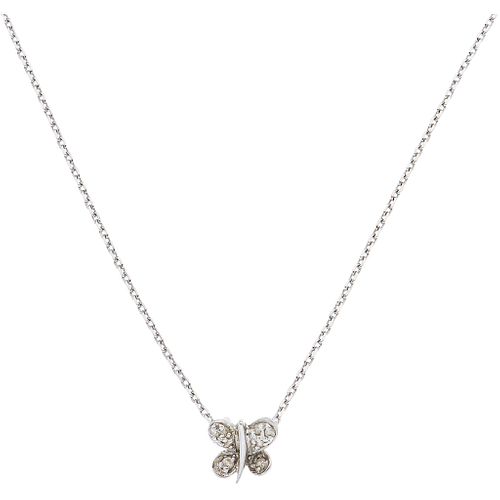 NECKLACE AND PENDANT WITH DIAMONDS IN 14K WHITE GOLD Brilliant cut diamonds ~0.05 ct. Weight: 2.2 g