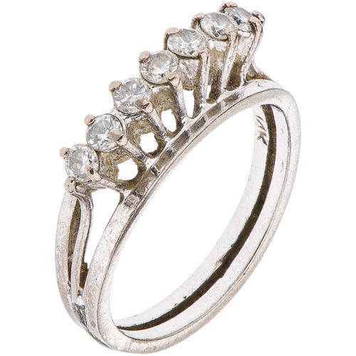 RING WITH DIAMONDS IN PALLADIUM SILVER Brilliant cut diamonds ~0.35 ct. Weight: 2.8 g. Size: 5 ¾