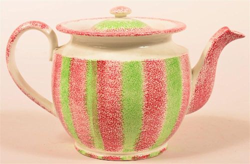 Red and Green Rainbow Spatter Teapot.