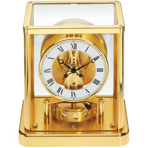 DESK CLOCK JAEGER-LECOULTRE ATMOS IN BRASS AND CRYSTAL Movement: rotating wheel.