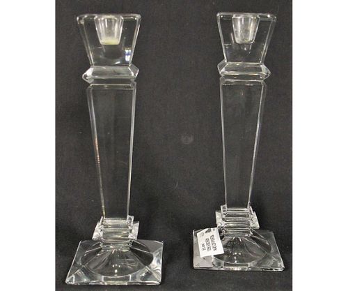 PAIR OF CRYSTAL CANDLESTICKS