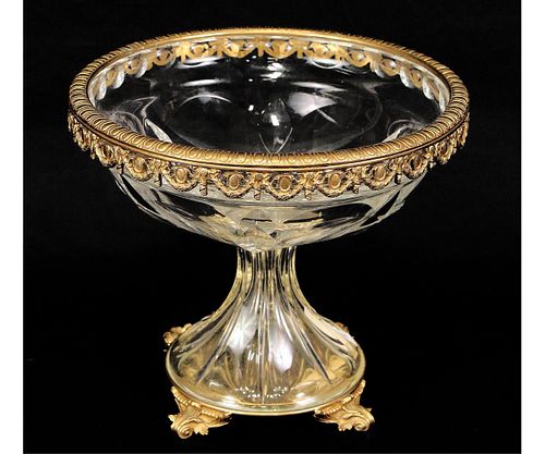 FRENCH GILT BRONZE AND CRYSTAL COMPOTE