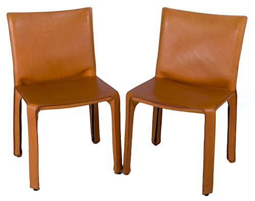 Cassina Leather Chairs, Pair