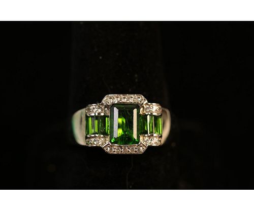 STERLING SILVER CHROME DIOPSIDE W/TOPAZ RING