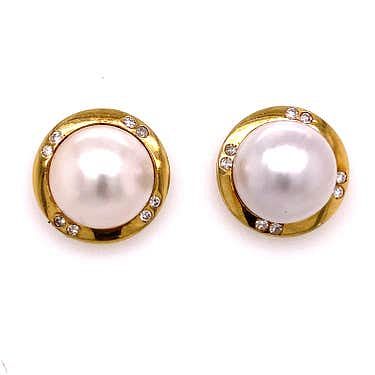 18k Mabe Pearl Diamond Earrings