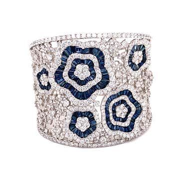 18K Sapphire Diamond Flower Bracelet