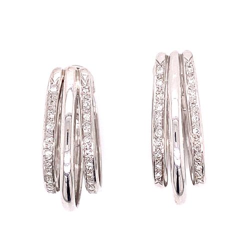 18k Tri-Hoop Diamond Earrings