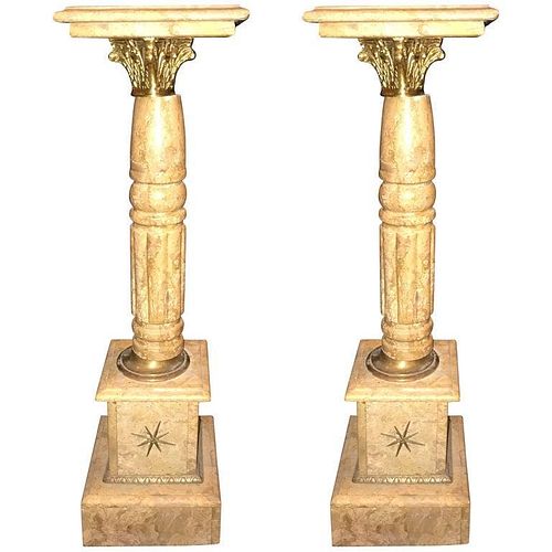 Pair of Antique Marble Pedestals or Columns