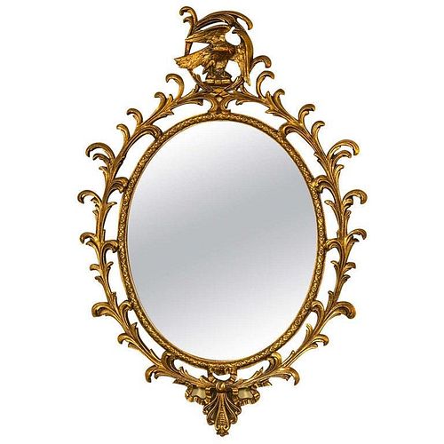 Georgian Style Gilt Exquisitely Carved Oval Mirror