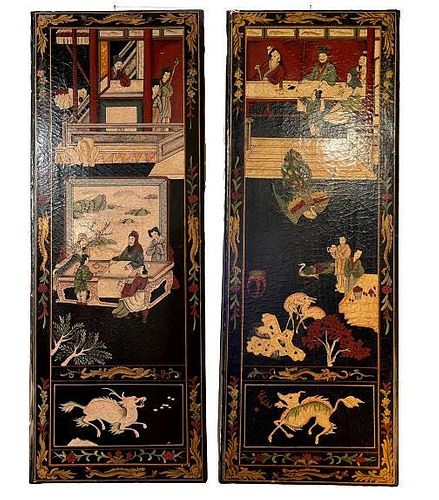 Pair Vintage Chinese Wall Panels