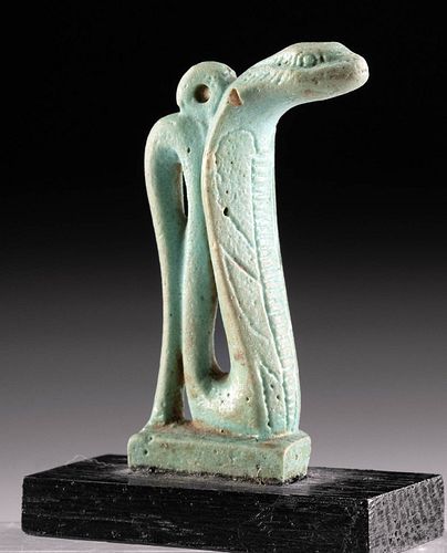 Egyptian Glazed Faience Snake Amulet