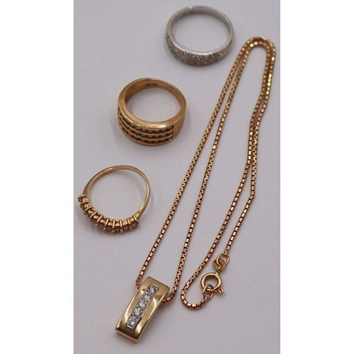 JEWELRY. Assorted Grouping of Gold and Diamond