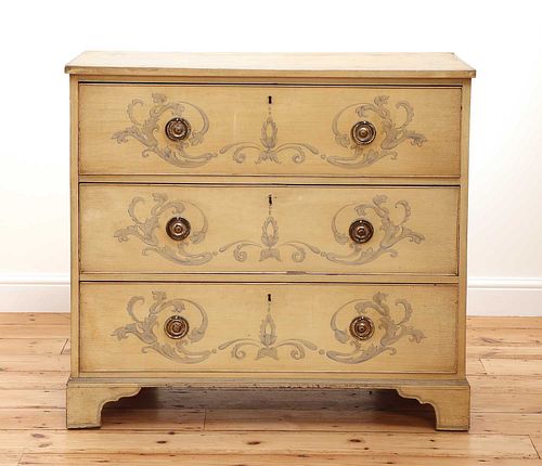 A painted chest of drawers,