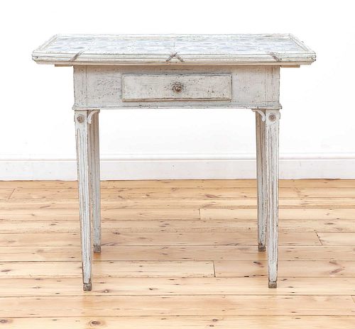 A Danish white-painted tile-top table,