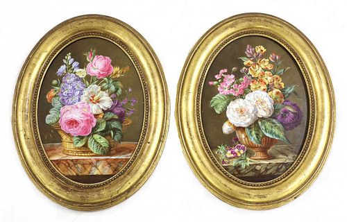 A pair of French porcelain plaques,
