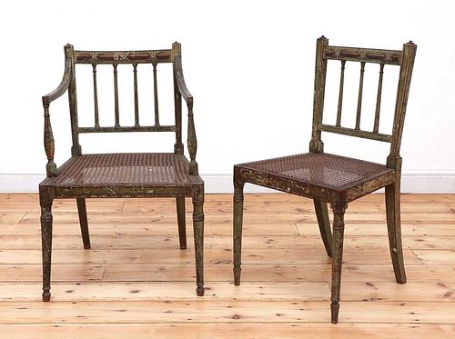 Two Regency painted chairs,