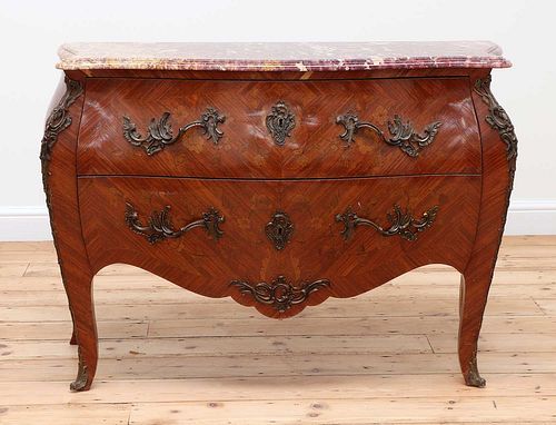 A French Louis XV-style serpentine commode,
