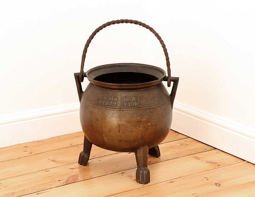 A French leaded bronze cauldron,
