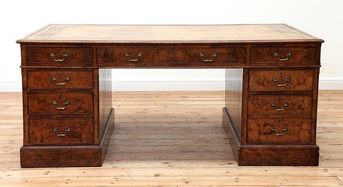 A large Victorian walnut partners' desk,