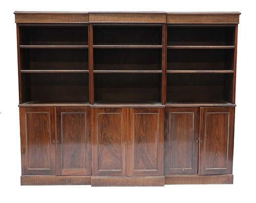 A George III rosewood breakfront collector's cabinet,