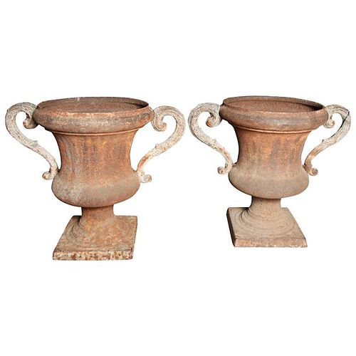 Pair of 19th Century Large French Iron Urns