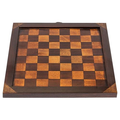 19th Century Antique Inlaid Wood Checkerboard