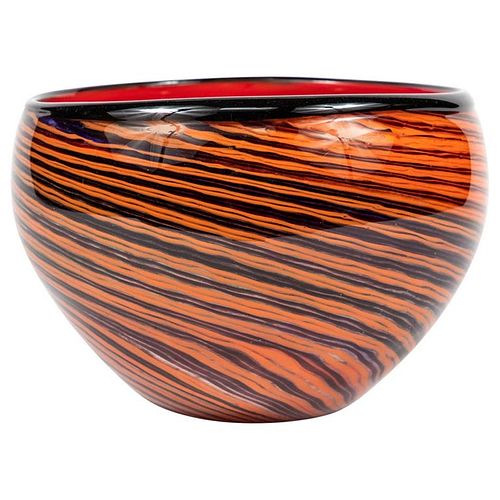 1950s Mid Century English Red Studio Glass Bowl