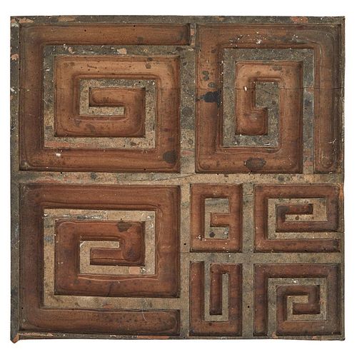 19th Century Carved Panel in Wood with Key Pattern