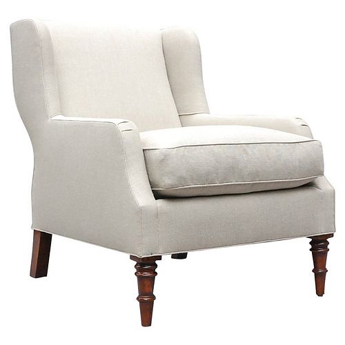 "Selby" by Lee Stanton Armchair Upholstered in Belgian Linen or Custom Fabric