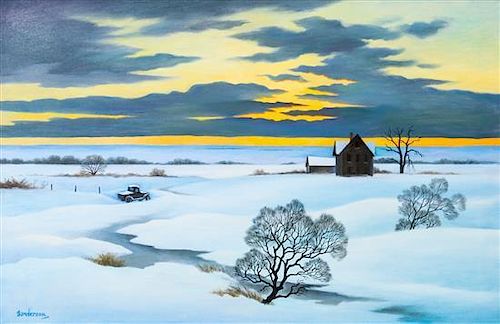 William Sanderson, (American, 1905-1990), Winter Sunset, 1978