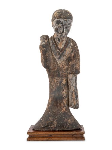 A Chinese Grey Pottery Figure of a Court Lady