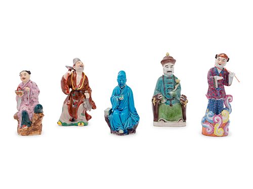 Five Chinese Porcelain Figures of Immortals