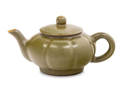 A Chinese Tea Dust Glazed Porcelain Teapot