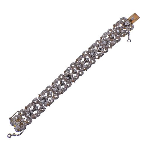 18k Gold Platinum Diamond Floral Bracelet