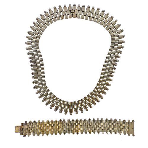 Antique Victorian 15k Gold Necklace Bracelet Set