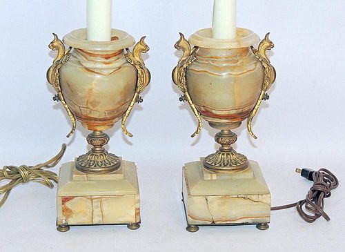 Pair of Louis XV-Style Onyx Lamps