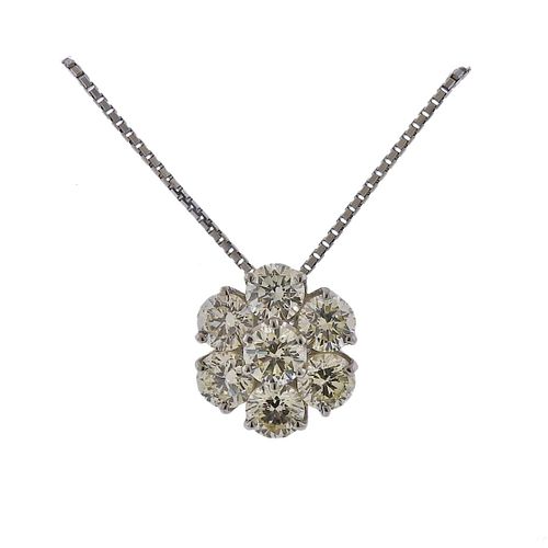 Platinum 5.03 Carat Diamond Cluster Pendant Necklace