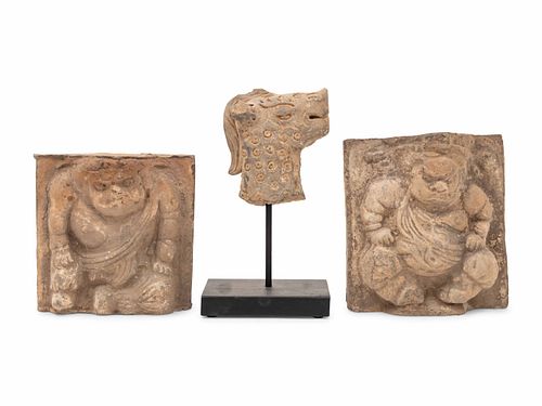 Three Chinese Grey Stone Carvings