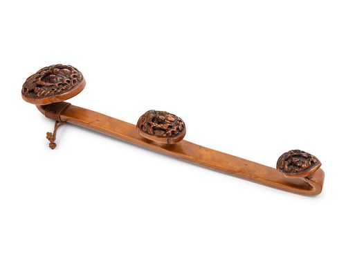A Chinese Carved Boxwood Ruyi Scepter