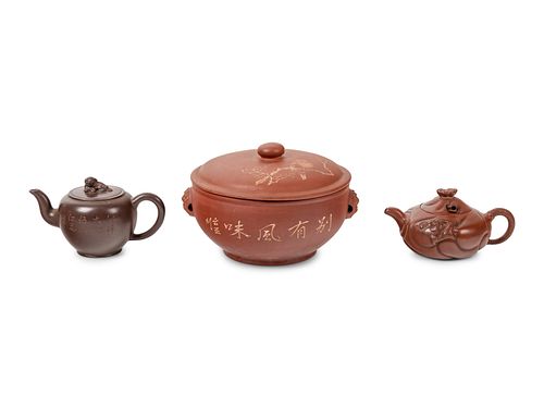 Three Chinese Zisha Potteries