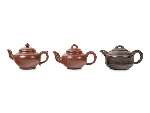 Three Chinese Zisha Teapots