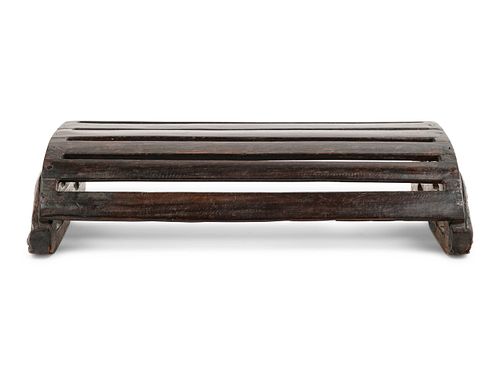 A Chinese Hardwood 'Demi-Lune' Foot Rest