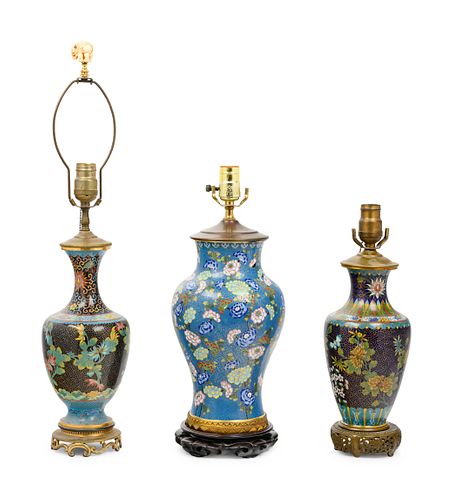Three Chinese Cloisonne Enameled Vases